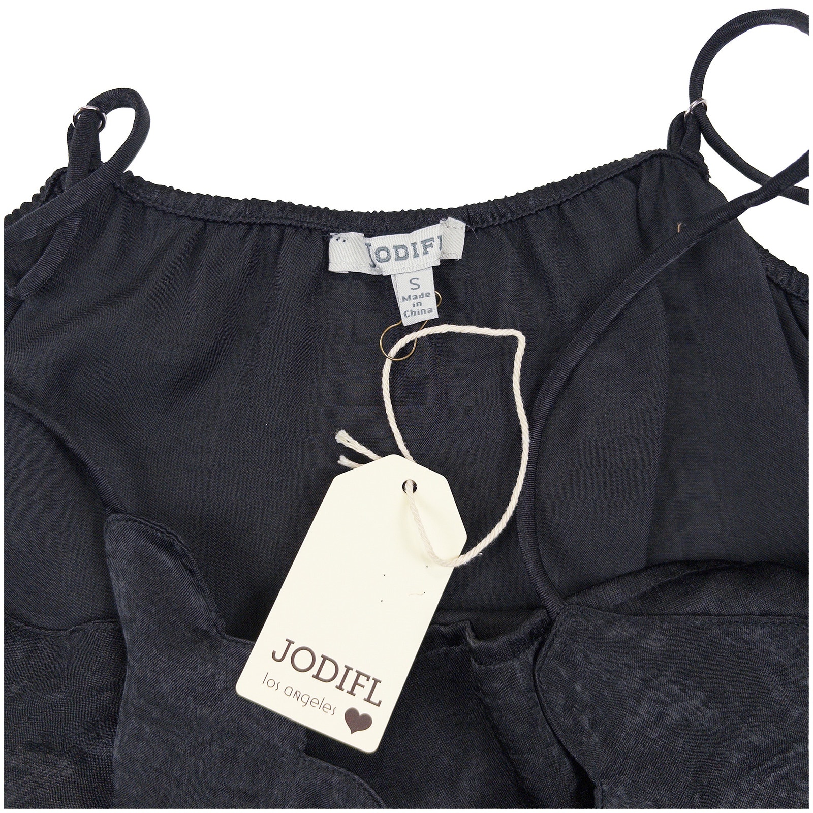 Jodifl Nwt Scalloped V Neck Cami Women S Black Layering Tank Flowy Boutique — image 2 of 8
